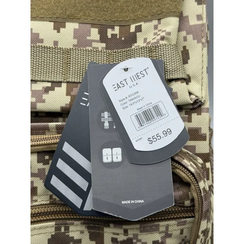 East West USA Tactical Backpack Desert Camo MOLLE Military Bag NWT RTC509